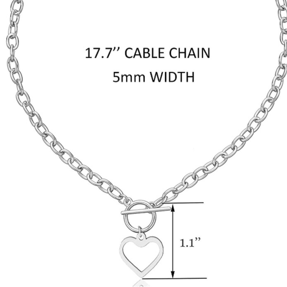 Silver Heart Pendant Choker Necklace - Picture 5 of 6